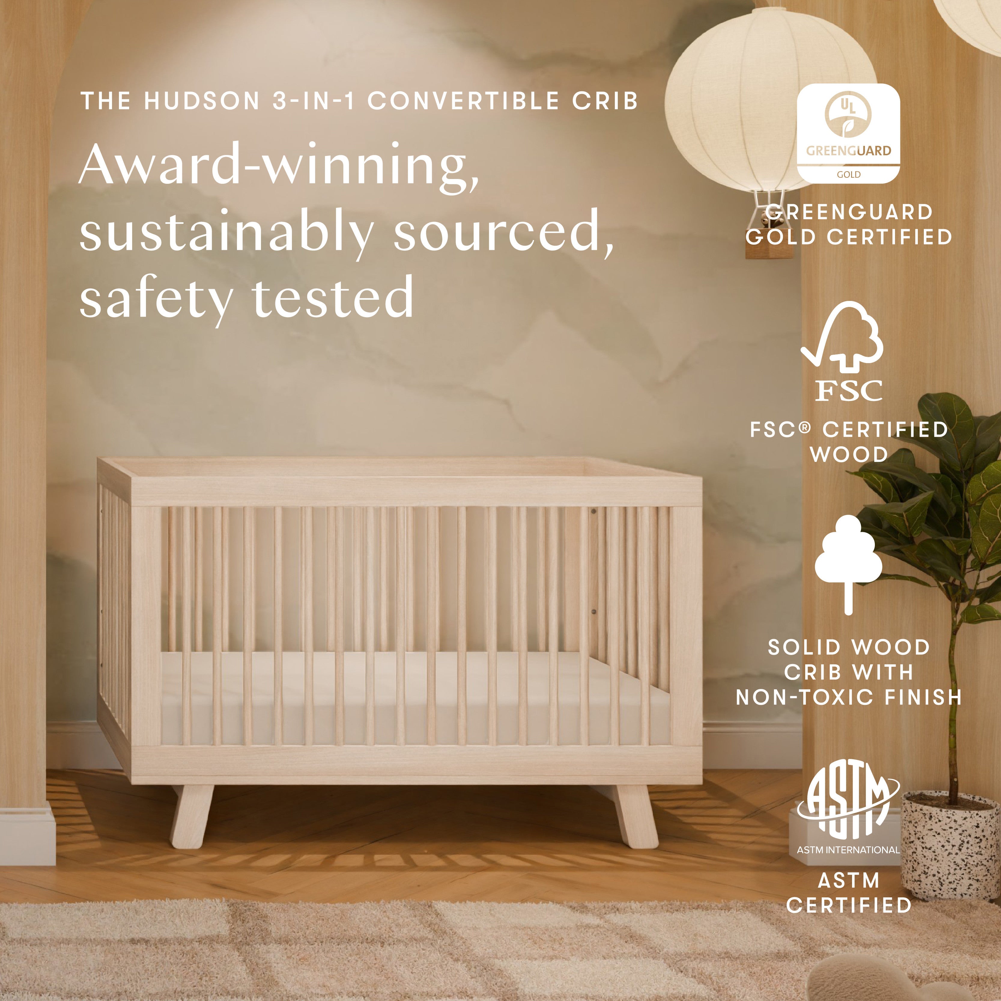 Babyletto Hudson 3-in-1 Convertible Crib thumbnail 3