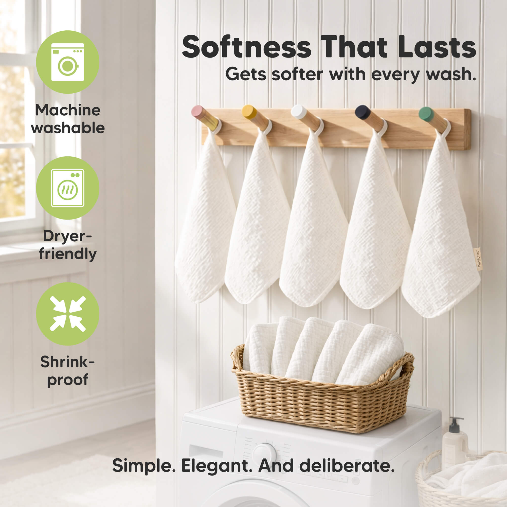 KeaBabies Muslin Baby Washcloths (10-Pack) thumbnail 4